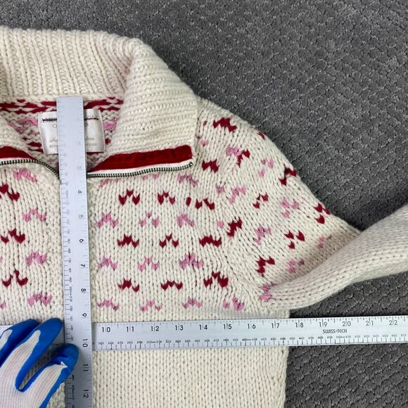 American Eagle Handknit Sweater Women's Large Alpaca Blend Bear Tree Fair Isle - Picture 9 of 14
